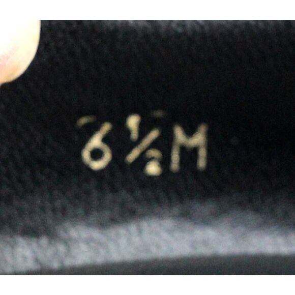 VTG Town Shoes BLACK REAL LEATHER POINTED MID HEEL STUDS CLASSIC PUMP SHOES 6.5M - Picture 11 of 11